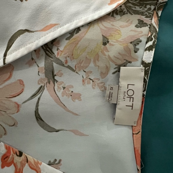 LOFT Orange Peplum Tie Front Short Sleeve Blouse - Picture 3 of 3